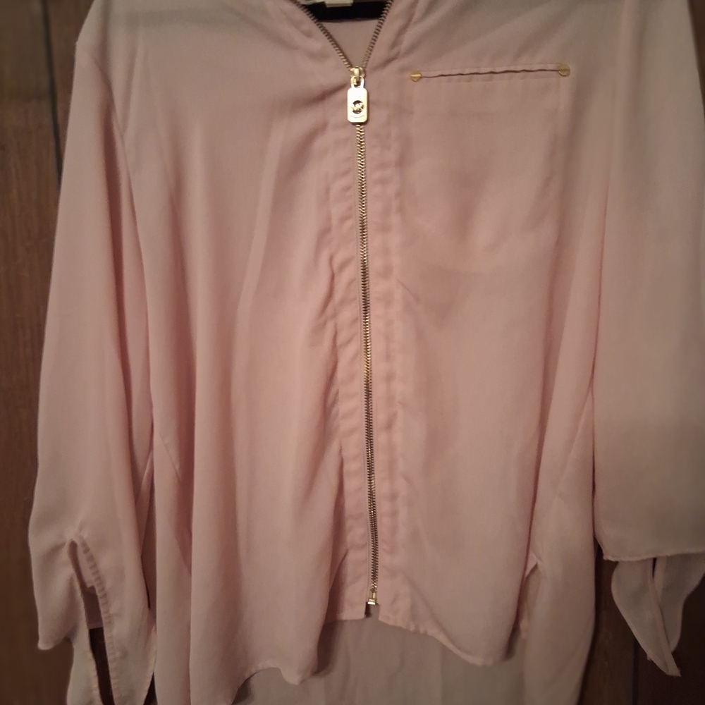 Michael Kors Light Pink Zip-Up Top